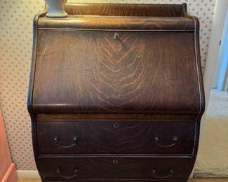 Quarter Sawn Oak Drop Front Secretary