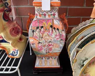 Famile Rose Covered Urn