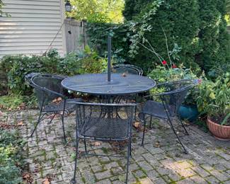 Black Iron Round Table with Chairs -