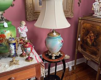 Lacquer Table , Painted Oil Base Lamp
