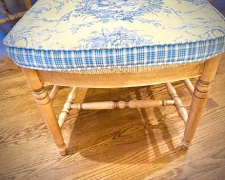 Six vintage French chairs with custom seat cushions 