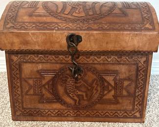Hopi Kachina Dancers Carved Treasure Chest