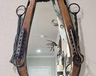 Western Theme Horse Collar Mirror, 1/2