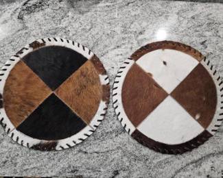 2-Patchwork Cow Hide Place Mats / Decor Mats