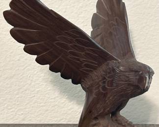 Carved Wood Bald Eagle in Flight Sculpture