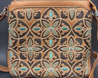 Montana West Brown w/ Turquoise Beads Handbag
