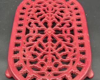 Red Pierced Metal Trivet