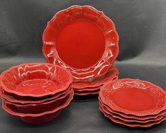 (12) Pioneer Woman Red Dish Set, Service for 4