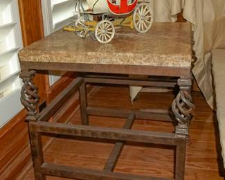 Metal and stone side table