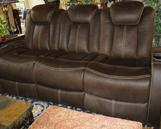 Leather dual recliner sofa
