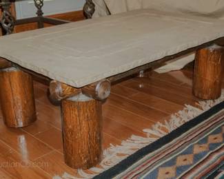 Stone and log coffee table