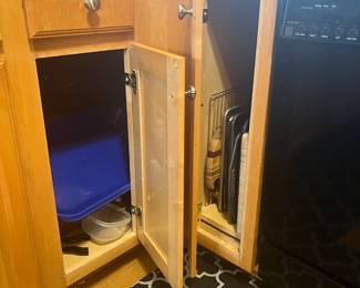 Storage dishes, cookie sheets, cutting boards