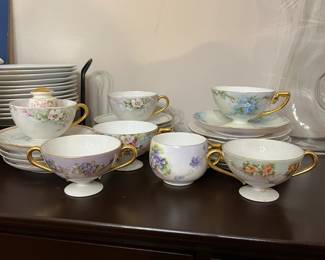Beautiful and delicate - Bavarian fine china in various patterns with gold handles.
