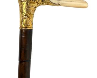 14K Yellow Gold & Bone Cane Circa 1906