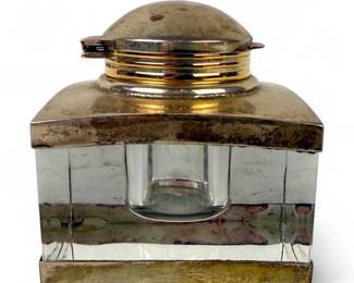 Mont Blanc Swiss Silver & Lead Crystal Inkwell