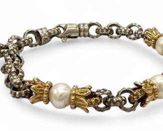 A. Vahan Pearl 14K Gold & Sterling Bracelet