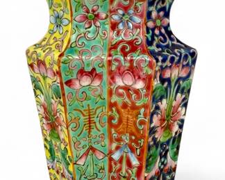 Hand Painted Overglaze Enamel Porcelain Double Vase