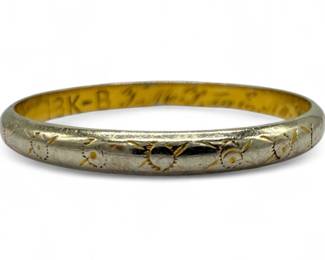 18K Two-Tone Gold Engraved Engraved Ring