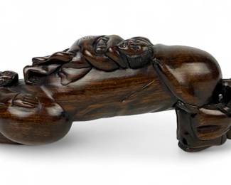 Erotica Carved Wood Netsuke Sculpture