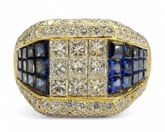Diamond & Sapphire 18K Yellow Gold Ring
