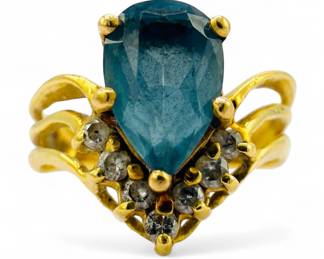 Diamond & Aquamarine 14K Yellow Gold Ring