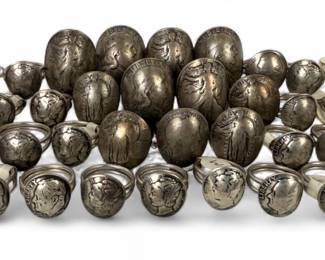 (40pc) Silver Vintage Coin Rings