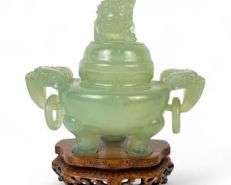 Chinese Carved Jade Incense Burner
