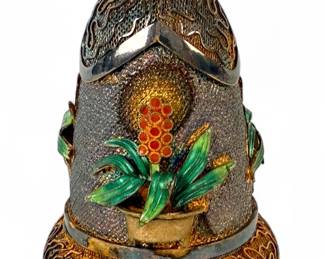 Silver & Enameled Chinese Export Spice Shaker