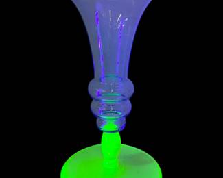 Vaseline & Blue Glass Bubble Vase