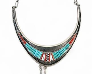 Preston Monongye Tufa Cast Silver Choker w/ Turquoise