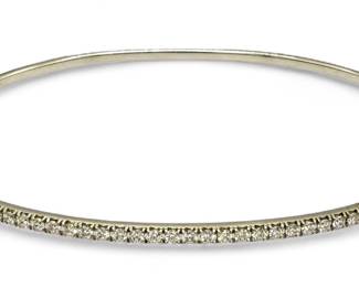 18K White Gold & Diamond Hinged Bangle Bracelet