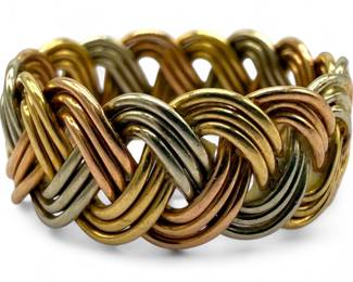 14K Tri Color Gold Braided Ring