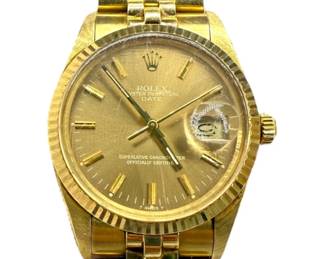 14K Gold Rolex Date Men's 34mm Watch