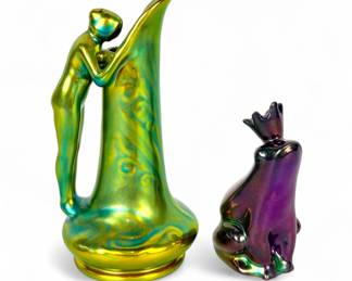 (2pc) Zsolnay Glazed Ceramics