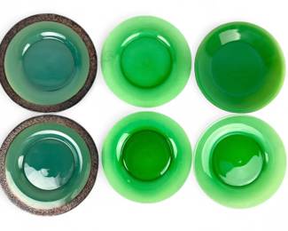 (6pc) Green Glass Plates