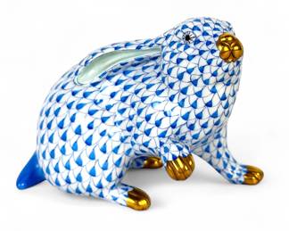 Herend Blue Fishnet Bunny