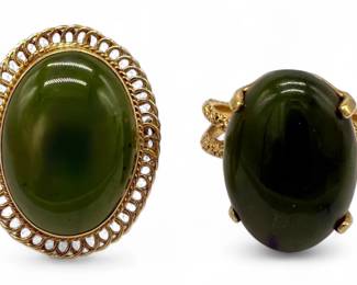 (2) Jade & Cocktail Rings
