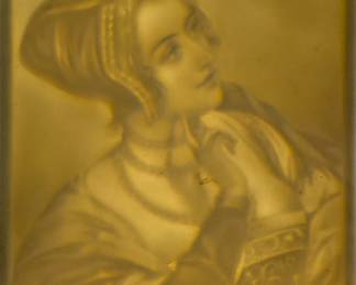 Antique Porcelain Lithophane Plaque Renaissance Lady
