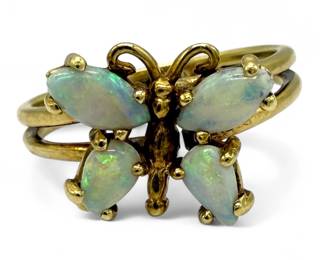Opal 10K Yellow Gold Butterfly Ring