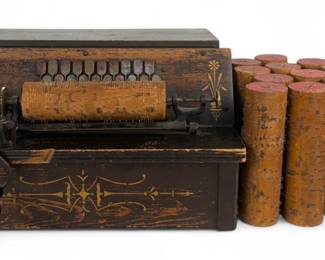 Antique "The Gem Roller Organ" With 15 Cobs