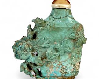 Antique Carved Chinese Turquoise Snuff Bottle