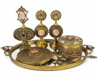 (6pc) Ormolu Filigree Vanity Set