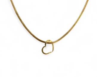 14K Yellow Gold Heart Pendant Necklace