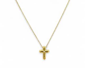 14K Yellow Gold Cross & Diamond Necklace