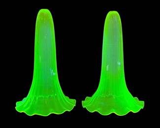 Pair Of Vaseline Insert Vases (missing holders)