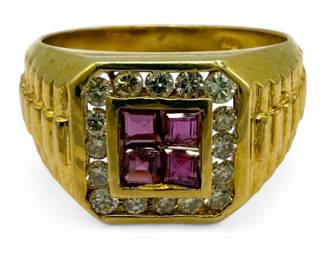 Diamond & Ruby 14K Yellow Gold Ring
