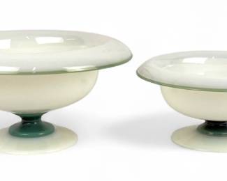 Pair Of Fry Foval Jade Green Berry Bowls