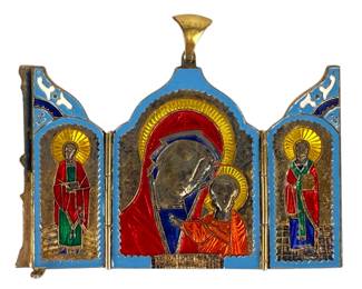 Russian Enameled Icon Pendant