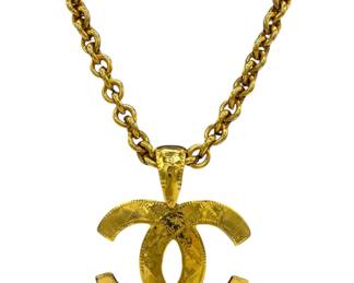 Chanel "CC" Gold Tone Long Necklace