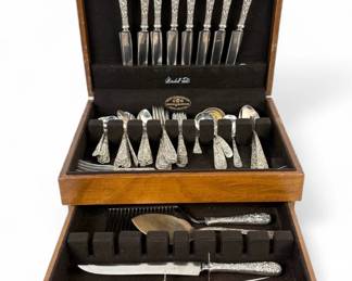 (69pc) S. Kirk Repousse Sterling Flatware Set For Eight